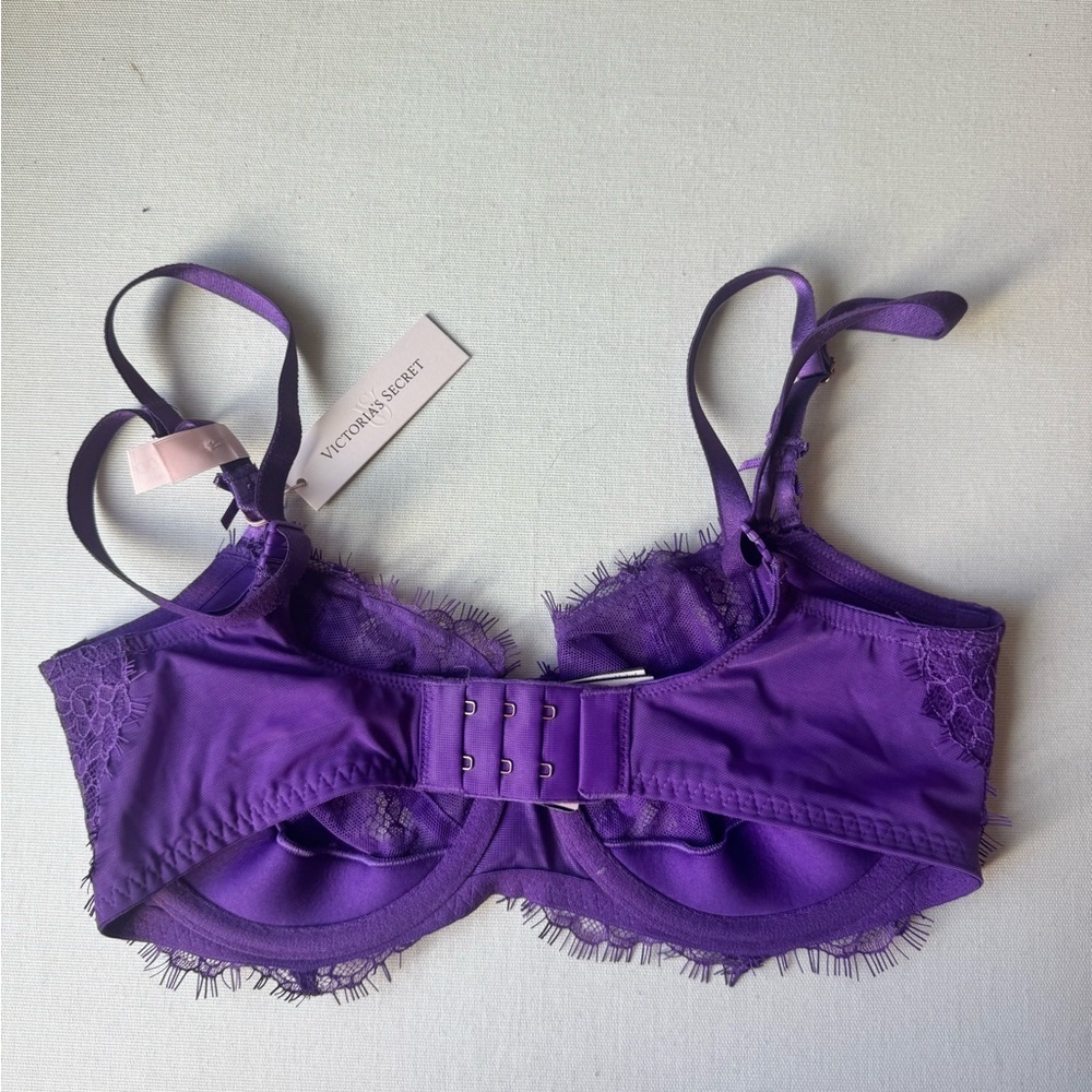 NWT Victoria Secret Purple Lace Push Up Bra 32DD - Picture 2 of 6